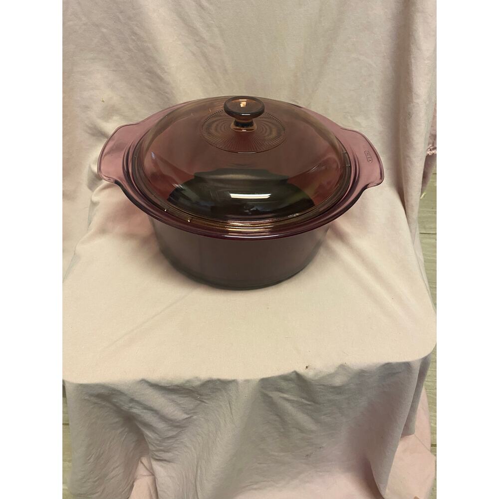 Vision Corning Ware Cookware 5L Dutch Oven Stock Pot Pyrex Lid USA Cranberry
